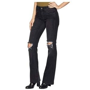 Free People Authentic Ripped Flare High Rise Jeans